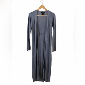 White House Black Market Ribbed Gray Split Back Open Front Duster Cardigan